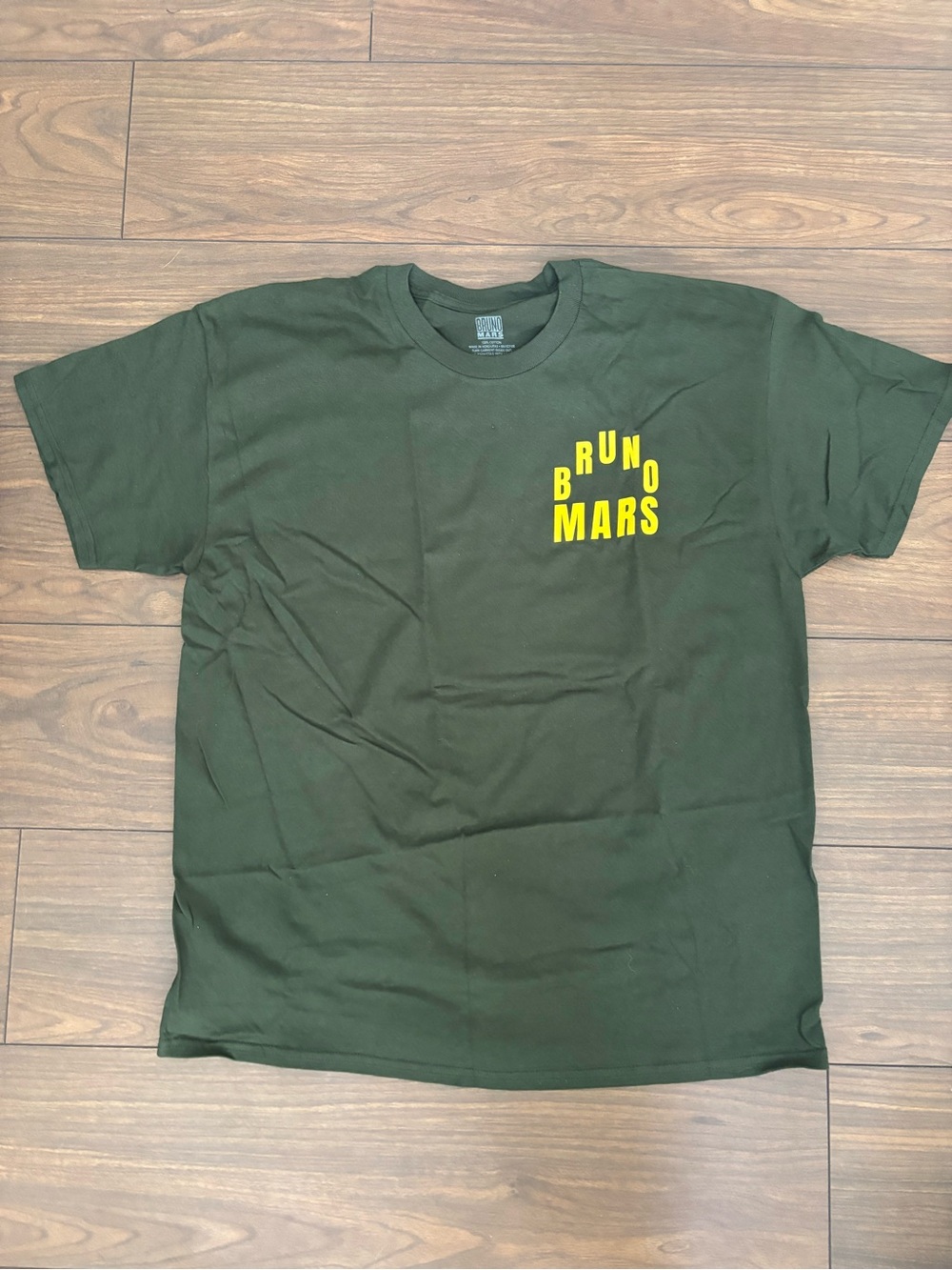Bruno Mars Olive Green Short Sleeve Graphic Tee